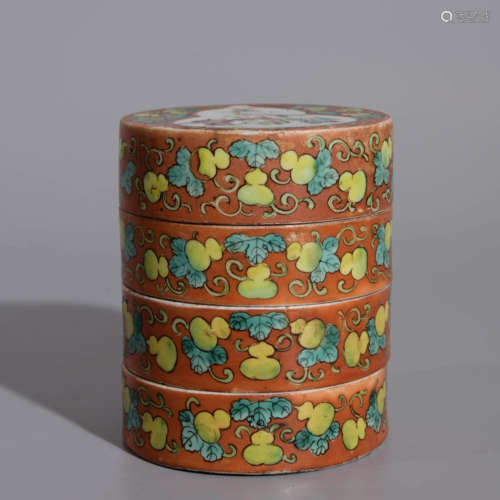 FAMILLE ROSE DOUBLE GOURD BOX AND COVER