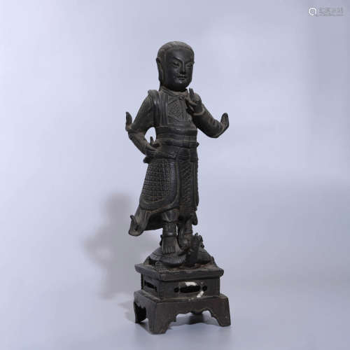 MING DYN. BRONZE FIGURE OF EMPEROR OF ZHENWU