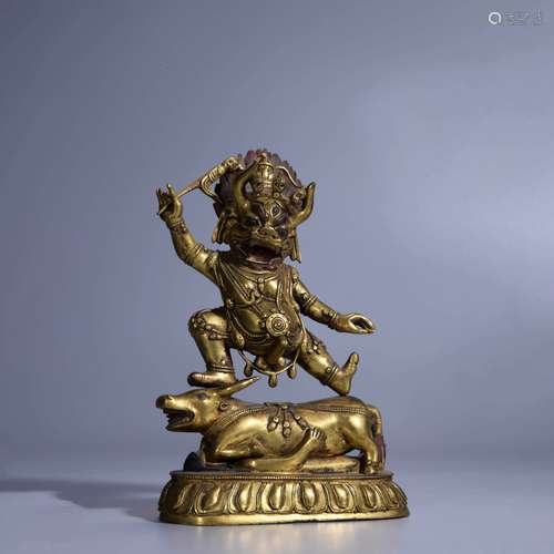  GILT-BRONZE FIGURE OF GUARDIAN