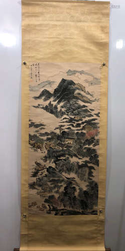 LU YANSHAO, LANDSCAPE PAINTING PAPER SCROLL