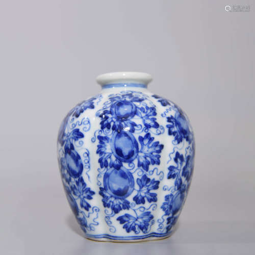 BLUE AND WHITE MELON LOBED JAR