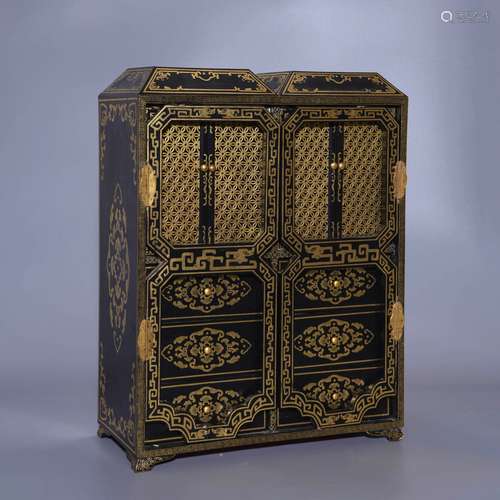 GILT-LACQUER COLLECTIBLE CABINET