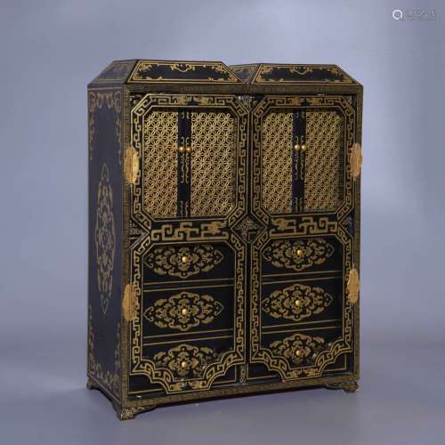 GILT-LACQUER COLLECTIBLE CABINET