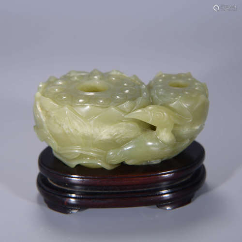  YELLOW JADE LOTUS-BUD WATER DROP