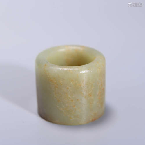  YELLOW JADE THUMB RING