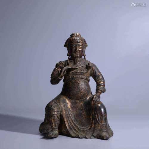  LACQUERED COPPER FIGURE OF GUANGONG