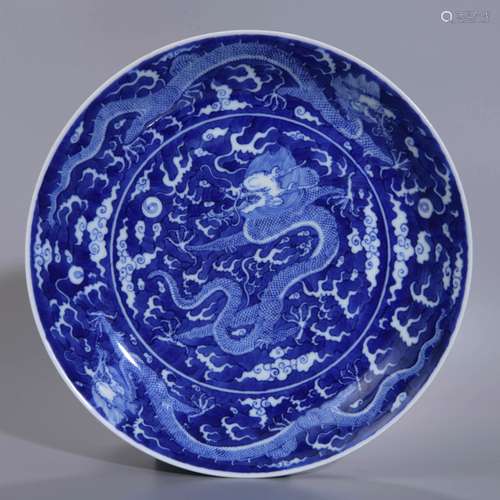 BLUE AND WHITE DRAGON PLATE