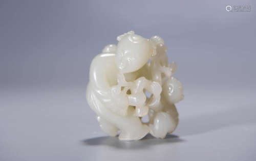 WHITE JADE RUYI AND BOY