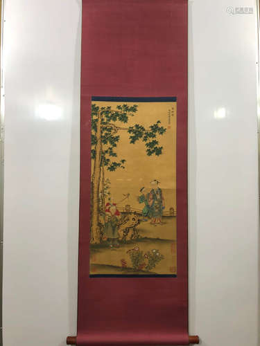 SU HANCHEN, BOY PLAYING SILK PAINTING SCROLL