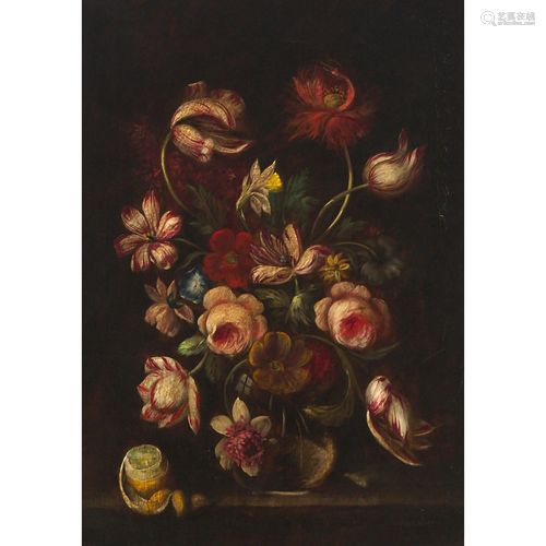 19th Century Dutch/French School, STILL LIFE OF FLOWERS