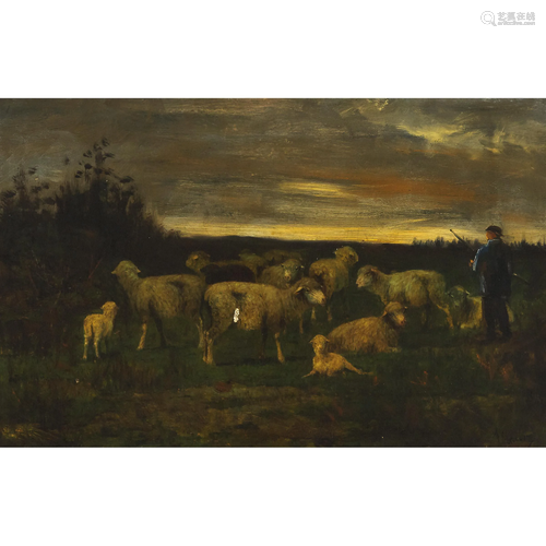 Attributed to Anton Mauve (1838-1888), FLOCK IN A