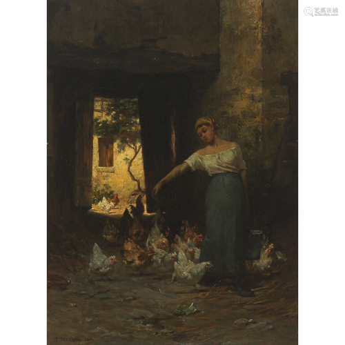 Charles Herrmann-Leon (1838-1908), WOMAN FEEDING