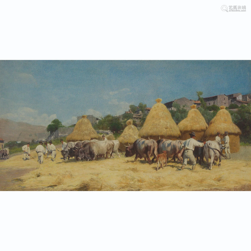 Otto Weber (1832-1888), HAYTIME IN SPAIN, Watercolour;