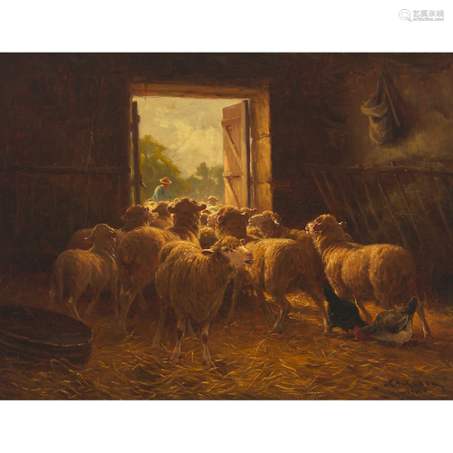 Charles H. Clair (1860-1930), SHEEP AND POULTRY IN A