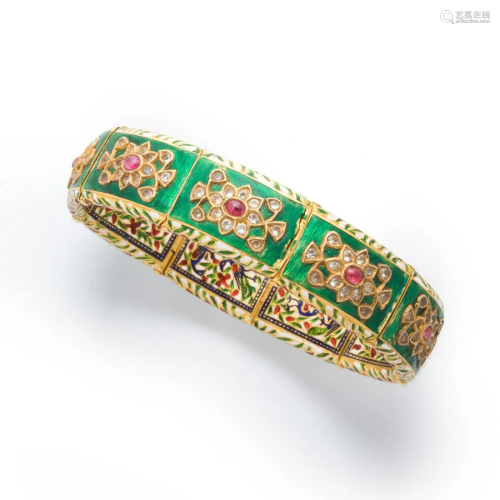 An enameled twenty-two karat gold bracelet