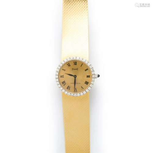 An eighteen karat gold and diamond bracelet watch,