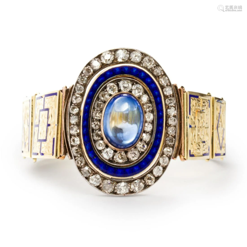 A French Antique sapphire and diamond bracelet