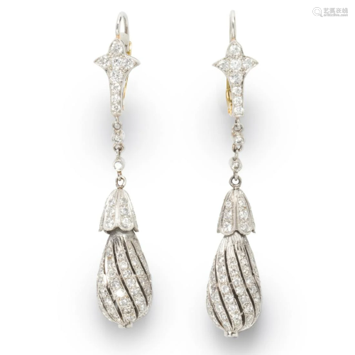 A pair of diamond earrings