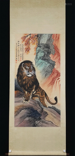 A CHINESE PAINTING OF LION