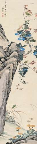 翁小海（1790～1849） 虫鸣 屏轴 纸本