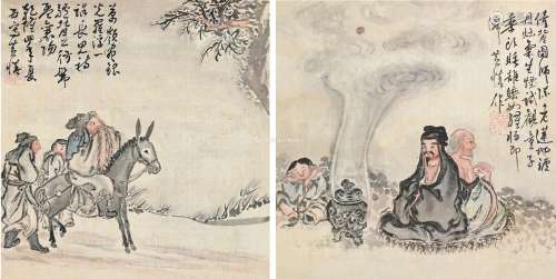黄慎（1687～1772） 高仕 （两幅） 屏轴 纸本