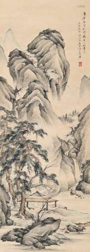 殷梓湘（1909～1984） 山色幽居 镜片 纸本