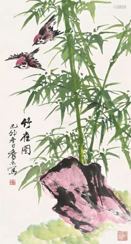 乔木（1920～2002） 竹雀图 立轴 纸本