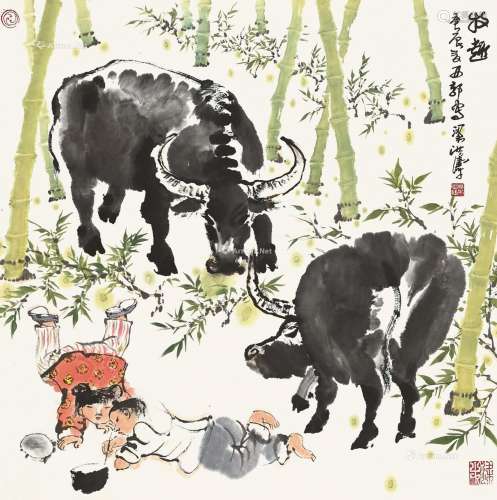梁洪涛（b.1939） 牧趣 立轴 纸本