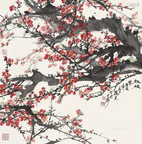 应鹤光（b.1944） 红梅 立轴 纸本