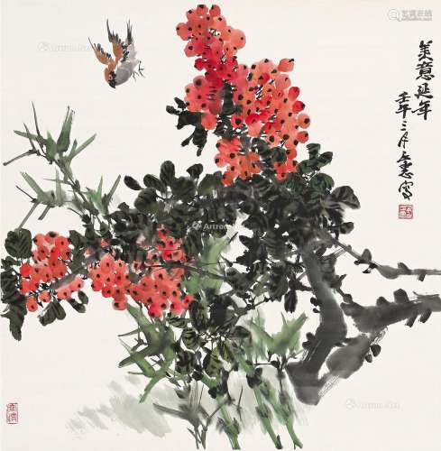 金正惠（b.1939） 美意延年 立轴 纸本