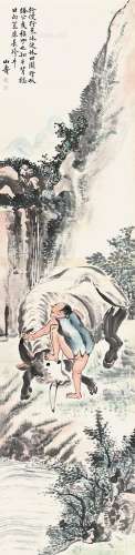 黄山寿（1855～1919）（款） 骑牛图 立轴 纸本