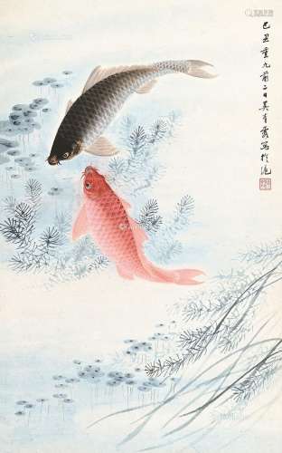 吴青霞（1910～2008） 双鲤图 立轴 纸本
