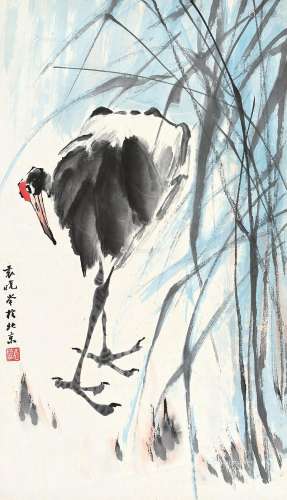 袁晓岑（1915～2008） 鹤 镜片 纸本
