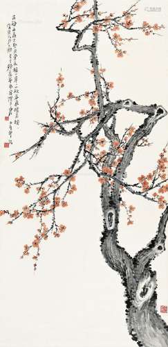 唐云（1910～1993） 红梅 立轴 纸本