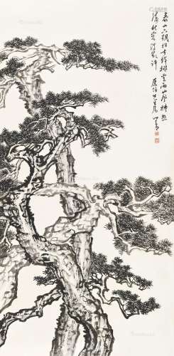 溥儒（1896～1963） 泰山六朝松 镜片 纸本