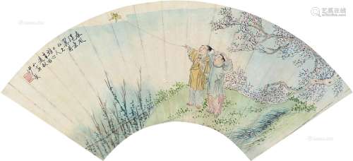 沙馥（1831～1906） 春风得意 扇片 纸本