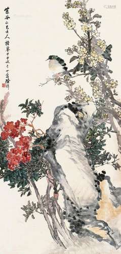 徐小仓（约1850～1893后） 天竹腊梅 立轴 纸本