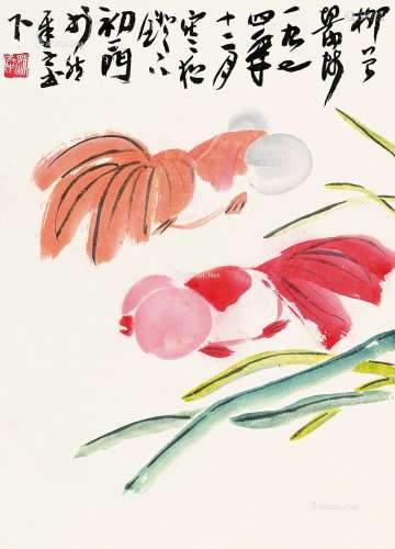 来楚生（1904～1975） 金鱼 镜片 纸本