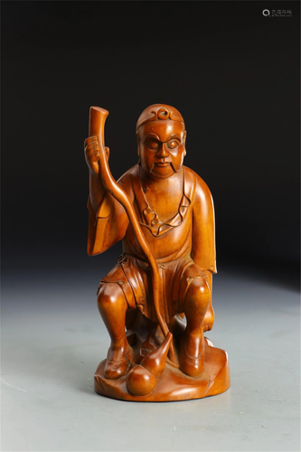 A HARDWOOD CARVED SEATED ARHAT