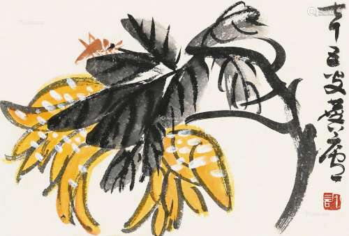 许麟庐（1916～2011） 春丰图 镜框 纸本