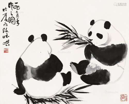吴作人（1908～1997） 熊猫 镜片 纸本