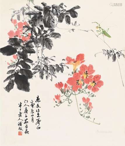 陈半丁（1876～1970） 花虫 立轴 纸本