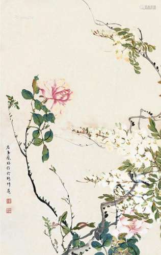 庞左玉（1915～1969） 花卉 镜片 纸本