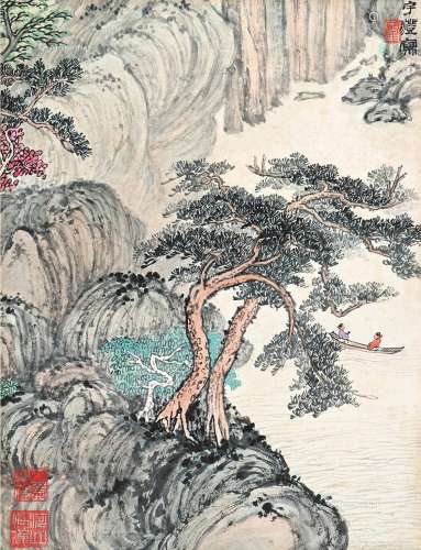 张宇澄（1908～？） 泛舟 立轴 纸本