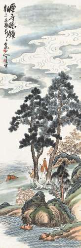王震（1867～1938） 烟寺晚钟 立轴 纸本