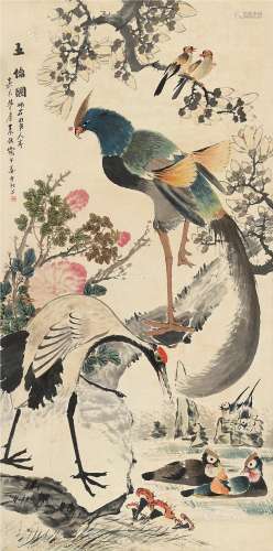 朱梦庐（1826～1900） 五伦图 立轴 纸本
