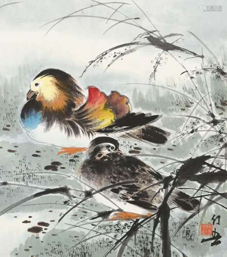 黄幻吾（1906～1985） 鸳鸯图 镜框 纸本
