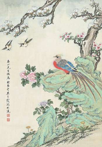吴青霞（1910～2008） 锦上添花 立轴 绢本