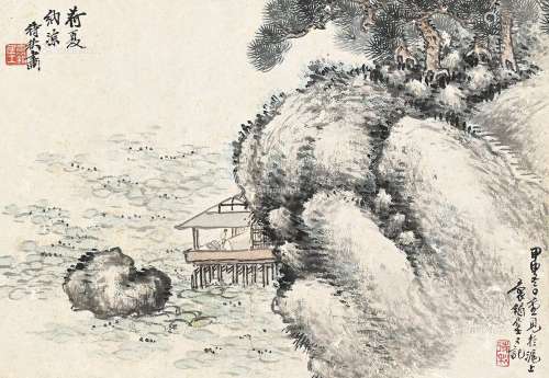 吴徵（1878～1949） 荷夏纳凉 镜片 纸本