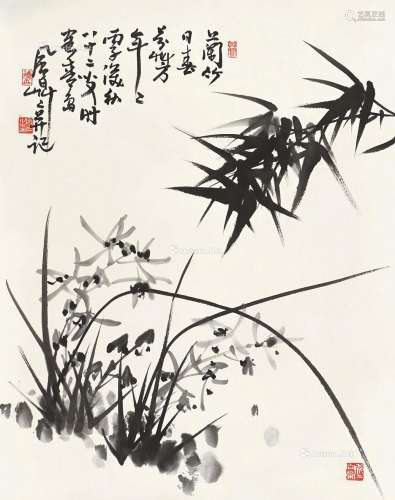 蒋凤白（1915～2004） 兰竹 镜片 纸本